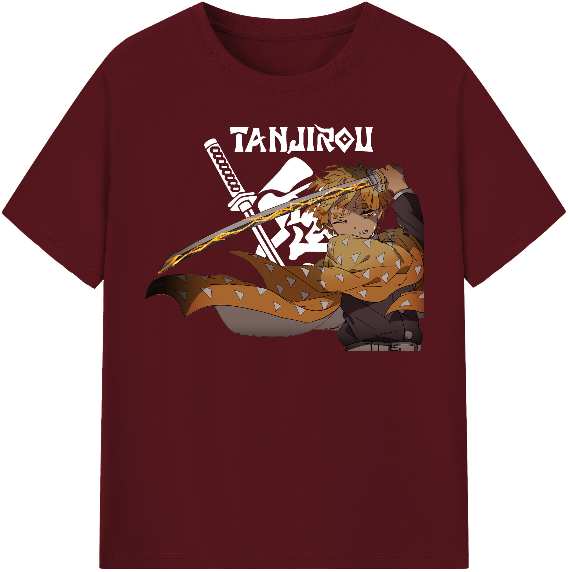 （画像用） 鬼滅の刃（きめつのやいば）我妻 善逸／あがつま ぜんいつ Agatsuma Zenitsu 綿100％半袖Tシャツ（フロントプリント）